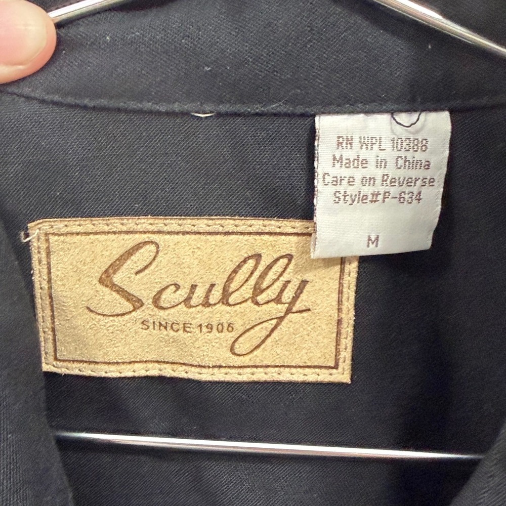Scully Western Shirt Men Medium Black Floral Embroidered Snap Cowboy‎ Retro - Picture 3 of 8